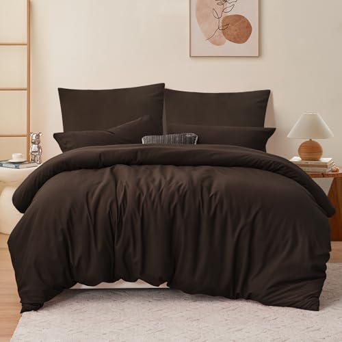 RUIKASI Bettwäsche 200x220 Braun 3teilig - Polyester Mikrofaser Bettwäsche-Sets Oeko-TEX, Bettbezüge 200 x 220cm + 2 Kissenbezüge 80x80cm mit Reißverschluss, Weich und Bügelfrei