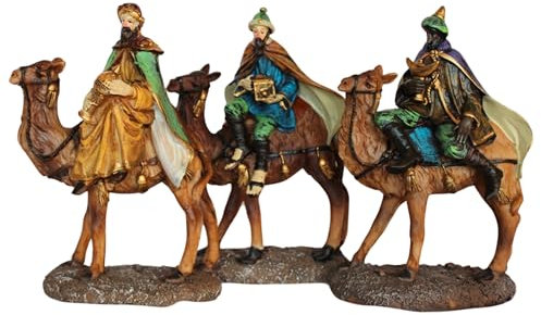 BEST&FREE X3 Figuras Reyes Magos Belen como Figuras Belen Navidad 20 cm. 3 Reyes Magos con Camellos para Belenes De Navidad. Completa Tu Portal De Belen con Las Tres Figuritas De Los Reyes Magos.