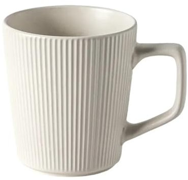Nordic - Taza de cerámica de 500 ml, taza de café mate con asa, taza de agua para oficina en casa, color liso, forma de rayas (blanco)