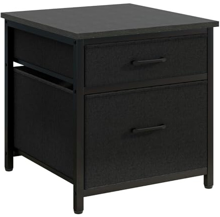 YMYNY Mini soporte para nevera con almacenamiento, mini armario para nevera con cajones de tela, mesa compacta de 250 libras, estante de barra de café, para el hogar, oficina, dormitorio, negro