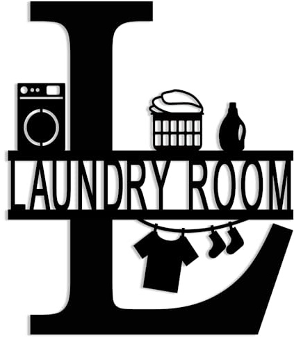 XORT Laundry Room Decor Sign, Vintage Metal Laundry Sign Wall Hanging Decoration for Laundry Room Shelf Laundry Wall Art. (Black - 10 x 12 inch)