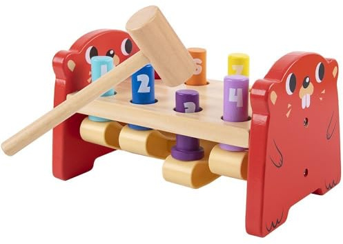 LENA INGROSSO ODG – Banco de juegos del topo de martillear de madera con números de colores – Juego educativo y divertido