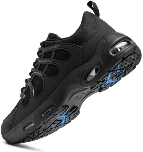 LARNMERN Zapatillas de Cocina Antideslizante Cocina Hombre Bambas Zapatos de Trabajo Hostelería Calzado Impermeable Antideslizante Sin Punta de Acero,Nero 42 EU