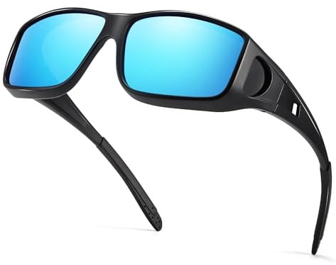 TJUTR Polarisierte Überbrille Sonnenbrille für Herrn Damen, Wrap Around Anti Blendung Fit über Korrektionsbrille mit UV400 Schutz