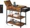 WLIVE Side Table, Narrow Side Table with Charging Station, Bedside Table with 2 USB & AC Outlets, Sofa Table with Fabric Drawer & Shelf, for Bedroom, Living Room - 30x60x61 cm, Rustic Brown