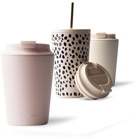 MAMEIDO Insulated Coffee Cup Travel Mug 350ml - Leakproof Coffee Flask BPA-Free, Tumbler for Hot & Cold Drinks (Blush Kissed, 0,35l)