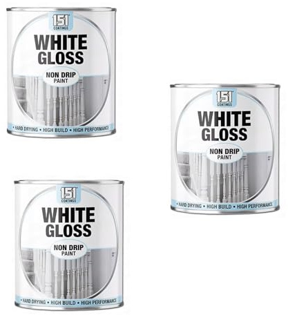 PNJB White Gloss Non-Drip Paint, Interior and Exterior Use, Quick Drying, Furniture, Doors, Windows, DIY Projects, 300ml (3PCS)