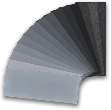 15 Sheets 80 to 3000 Grit Assorted Sandpaper, Wet and Dry Sanding Paper Sheets for Wood Furniture Finishing, Metal Sanding, Automotive Polishing, 9 * 3.6 inch