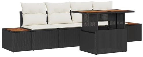 vidaXL Gartensofa-Set 5 STK. Schwarz Poly-Rattan