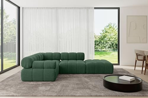 ALTDECOR Modulares Sofa Ecksofa in L-Form Corner modular Sofa Eckcouch Couch Wohnlandschaft Cauchsofa Polstersofa Felto-L1-285x190x70 cm Grün
