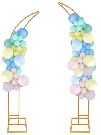 2 Stück Doppelte Stange Hochzeitsbogen 2.1m Metall Hochzeitsständer Golden Rosenbogen Gestell Ballon für Partys Hochzeits Dekorationen