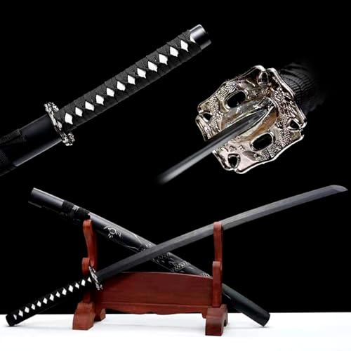HJHUUA Bokken Fait Main de 104 cm,Katana en Bois Noir. Épée de samouraï pour l'entraînement au Kendo,Le Cosplay et Les Accessoires.