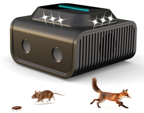 Ultraschall Mäuseabwehr 360°, Ultraschall Gegen Mäuse mit LED-Blitzlicht und Ultraschall, 3 Arbeitsmodi und 3 Lichtfarben, Mäuseschreck Ultraschall für Innenräumen Ratten, Nagetiere, Fledermäuse