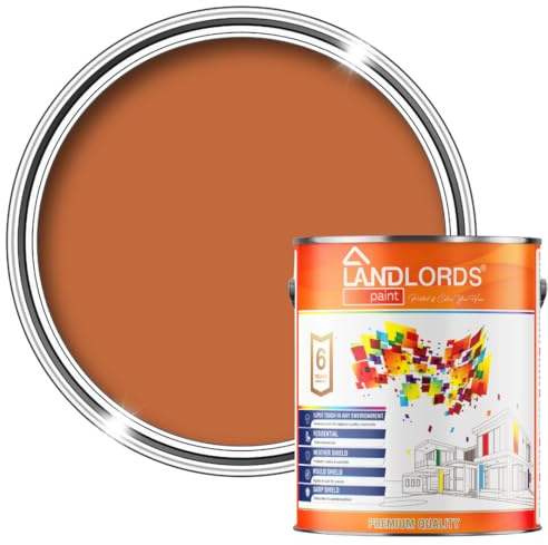 Landlords Matt Emulsion Paint for Walls & Ceilings - Terracotta - 5L - Ideal for Kitchens, Bathroom, Living Rooms, Hallways - Washable Paint with Excellent Coverage - Quick Dry