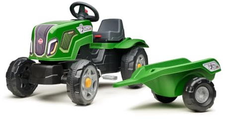 Falk Terra Maxx Traktor mit Pedalen für Kinder, mit Anhänger, ab 2 Jahren | Haube zum Öffnen und verstellbarer Sitz