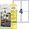 AVERY Zweckform J4774-10 Wetterfeste Folienetiketten Inkjet (40 Aufkleber, 99,1x139mm auf A4, extrem stark selbstklebend, wasserfest, strapazierfähig, bedruckbare Outdoor Klebefolie) 10 Blatt, weiß