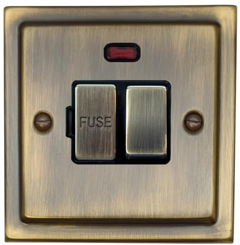 G&H Brassware TAB327 Victorian Antique Brass 13A Switched Fused Spur with Neon Indicator Light