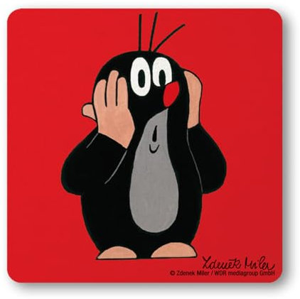 Logoshirt® Krtek I Der kleine Maulwurf | Oooh I Rot I Untersetzer | Kork | 10x10cm | langlebiger Druck | Lizenziertes Originaldesign