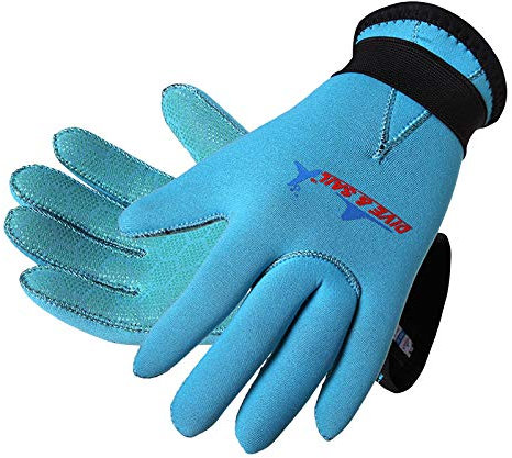 Dive & Sail Guantes de neopreno antideslizantes de 3 mm para niños, para surf, esnórquel, natación y buceo (azul, S)