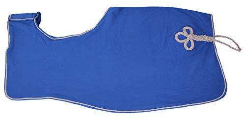 QHP Nierendecke Fleece-Ausreitdecke Ornament Fleecedecke Sattelausschnitt hinten mit Ornament in Silber (Kobalt, S)