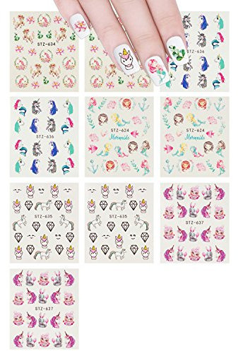 allydrew 71220 Water Slide Decals (10 Sheets) Nail Art, Mermaid & Unicorns