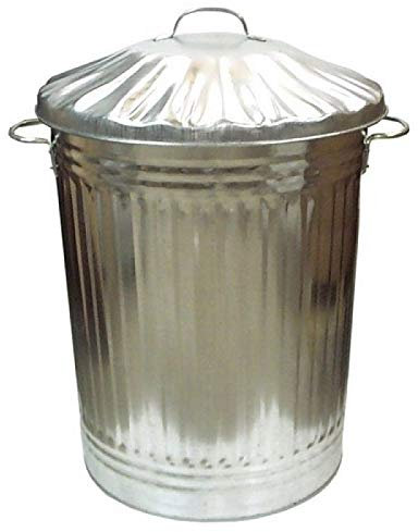 EasyShopping NEW Small Medium Large 15L 30L 40L 45L 60L 90L 110L Litre Metal Galvanised Home Garden Bin Leaves Paper Wood Rubbish Dustbin Made In U. K. (90 Litre)