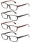 Kerecsen 4-Pack Rectangular Retro Style Men Reading Glasses Spring Hinges Comfortable Readers (+1.75, 2 Black 2 Tortoise)