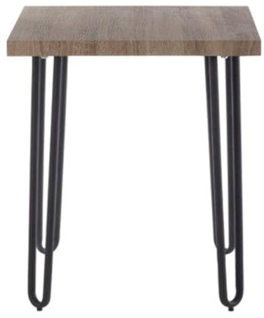Premier Borough Side Table, Faux Wood Veneer, Matte Black Legs