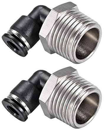 sourcing map 2Stk. Drücken zur Rohrverschraubung Fitting Außen Ellbogen 6mm Rohr OD X 1/2 NPT Gewinde Pneumatische Luftdruck Verriegelung