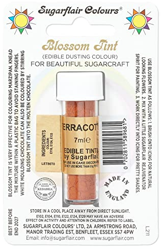 Sugarflair Blossom Tint Terracotta Food Colouring and Dusting Powder, Matt Finish, Brush On or Mix with Rejuvenator Spirit to Create a One of A Kind Cake - 7ml