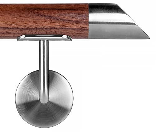 Nussbaum Holzhandlauf Ø 42,4 mm Wandhandlauf 290 cm 3 Halter schräg 45°