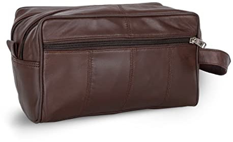Liberty Leather - Trousse de toilette de luxe unisexe en cuir nappa véritable de mouton | Organiseur de salle de bain avec plusieurs compartiments pour homme et femme | Trousse de maquillage portable