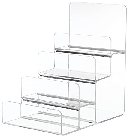 DOITOOL Acrylic Wallet Display Stand Holder 4 Steps Clear Handbag Purse Jewelry Display Riser Shelf Cosmetic Display Racks
