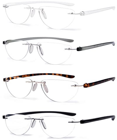Eyekepper 4er Pack Randlose Lesebrille Damen Herren Halbmond Lesehilfe +2.00