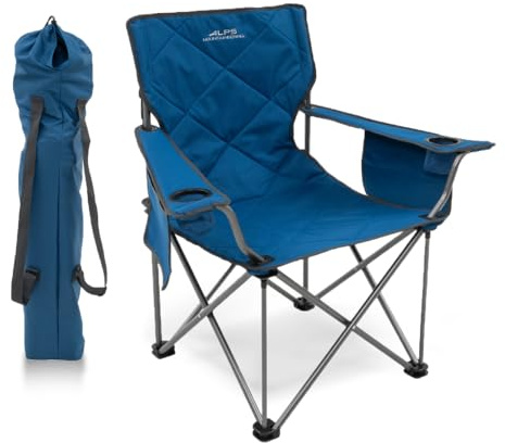 ALPS Mountaineering King Kong Camping Chairs for Adults with Mesh Cup Holders and Pockets, Built Durable and Reliable with Compact Foldable Steel Frame, Deep Sea/Charcoal