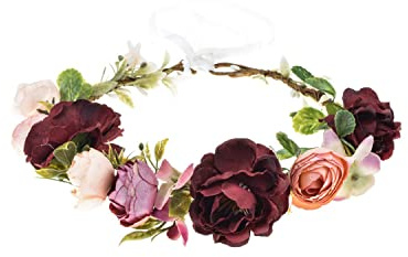 Merroyal Grüne Blumenkrone, Eukalyptus-Krone, Blatt, Blumenkrone, Boho-Hochzeit, (Burgunderrot, Kamelien-Rosa)