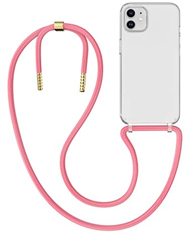 MyGadget Handykette für iPhone 12 Mini - [ Hülle mit Band abnehmbar & verstellbar ] - Handyhülle mit Handyband zum Umhängen Schnur Case Schutzhülle - Rosa