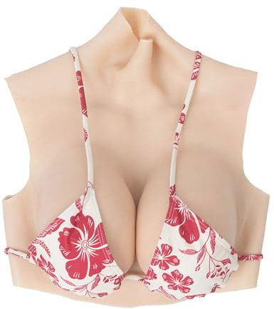 YAPOKCDS Silicone Breastplate Breast Forms Breast Plate Fake Breast C-H Cup For Drag Queen Transgender Crossdressers, Nude, E CUP Cotton Filled