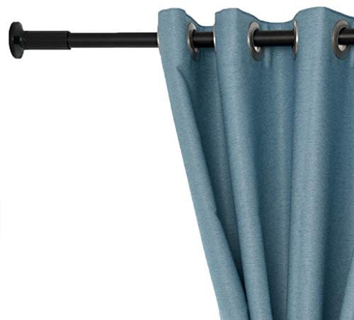 WHITNEY 92 cm-430 cm Extra Lange Gardinenstange, Kein Bohrer erforderlich Ausziehbare Gardinenstange aus Edelstahl Extra lange Spannvorhangstange für große Fenster, Duschraum, Schränke, Schwarz-1