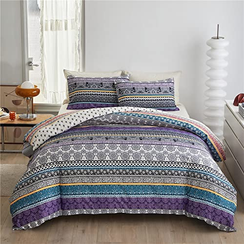 Bettdecke 200x220 cm Blumen Sommer Winter Ganjahresdecke 4 Jahreszeiten Atmungsaktive Bunt Bohemian Steppdecke Sommerdecke Microfaser Boho Muster Tagesdecke Set Zudecke Quilted Gesteppte Bettdecken