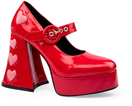 LAMODA Women's Love Sick Court Shoe, Red Patent, 4 UK