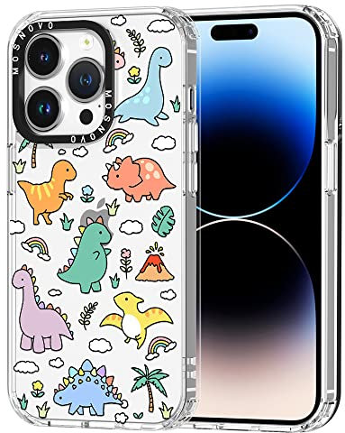 MOSNOVO für iPhone 14 Pro Hülle – Durchsichtige, schlanke, stoßfeste TPU+PC-Handyhülle, [6,6 Fuß Fallschutz/Anti-Abziehen] - Dinosaurierland