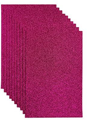 Jtnohx Glitzer Filz, 10pcs Glitzerstoff für Handwerk, 20 x 30 cm Filz zum Basteln Glitzer, Filzstoff Quadrat für Party Projekt Urlaub Festival(Rose Rot)