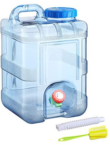 Starnearby Bidon d'eau 5L-22L avec Robinet, Réservoir d'eau Potable, Jerrican Alimentaire Camping, Conteneur d'eau sans BPA avec Tuyau et Brosse pour Camping, Randonnée (10L b)