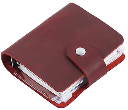 A9 Echtleder-Tagebuch, Rot Handmade Rindsleder Pocket Size Binder Planner, Mini Vintage Lederplaner, 120 Blatt Seiten, Lose Blatt 3-Ring mit Druckknopfverschluss (Rot)