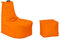 Momiralland Komfort Sitzsack XL - XXL mit Hocker Sitzkissen BodenKissen Sessel In- & Outdoor geeignet Gaming Sitzsack für Erwachsene und Kinder (Orange, XXL - Durchmesser 80 cm)