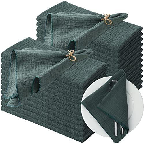 50 Stück salbeigrüne Leinenservietten Baumwolle Leinen Stoffservietten einfarbig Hochzeitsservietten Salbeigrün Abendessen Servietten für Cocktail Baby Brautdusche Urlaub Verlobungsparty Gäste