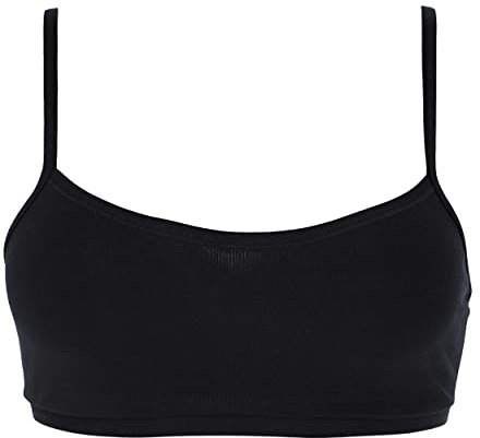 Cotonella, Brassiere in Morbido Cotone Bielastico Organico dalle Spalline Sottili in Tessuto con Regolazione Elastica Dietro - con Parte Davanti Realizzata in Doppio Strato - Art. GD441 - Nero tg. 2
