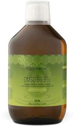 Dioxnatur DMSO 99,9 % 500 ml Dimethylsulfoxid pharmazeutische Qualität, Flasche + Zerstäuber, bernsteinfarbenes Glas