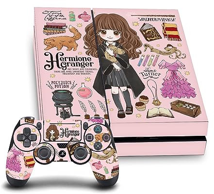 Head Case Designs Offizielle Harry Potter Hermione Muster Grafiken Vinyl Haut Gaming Aufkleber Abziehbild Abdeckung kompatibel mit Sony PlayStation 4 PS4 Console and DualShock 4 Controller Bundle